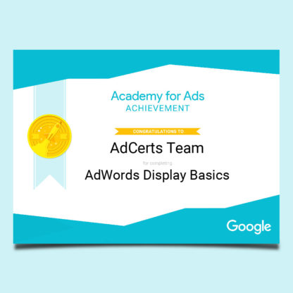 Academy for Ads Achievement AdWords Display Basics Certification