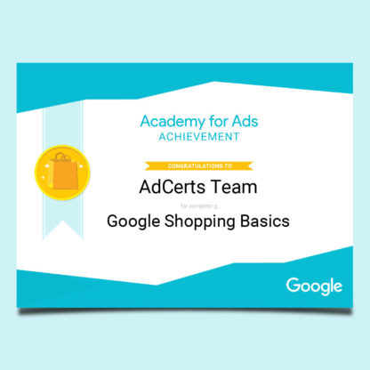 Academy for Ads Achievement Google Shopping Basics Certification