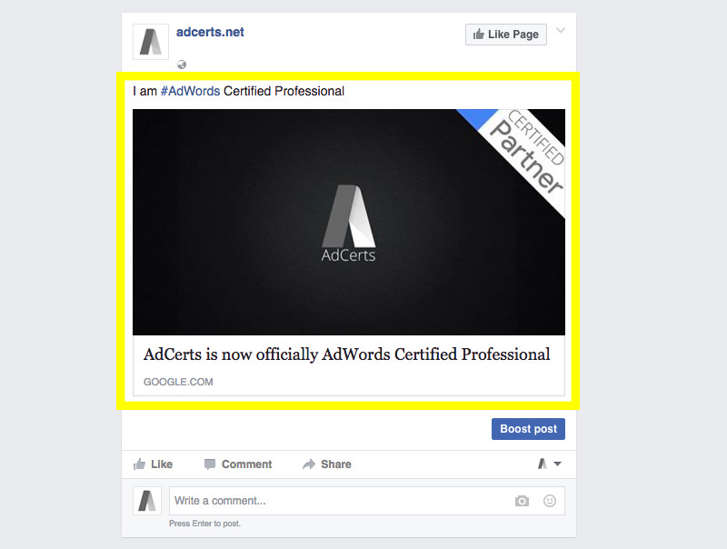 adwords-certification-share-on-facebook-page-post